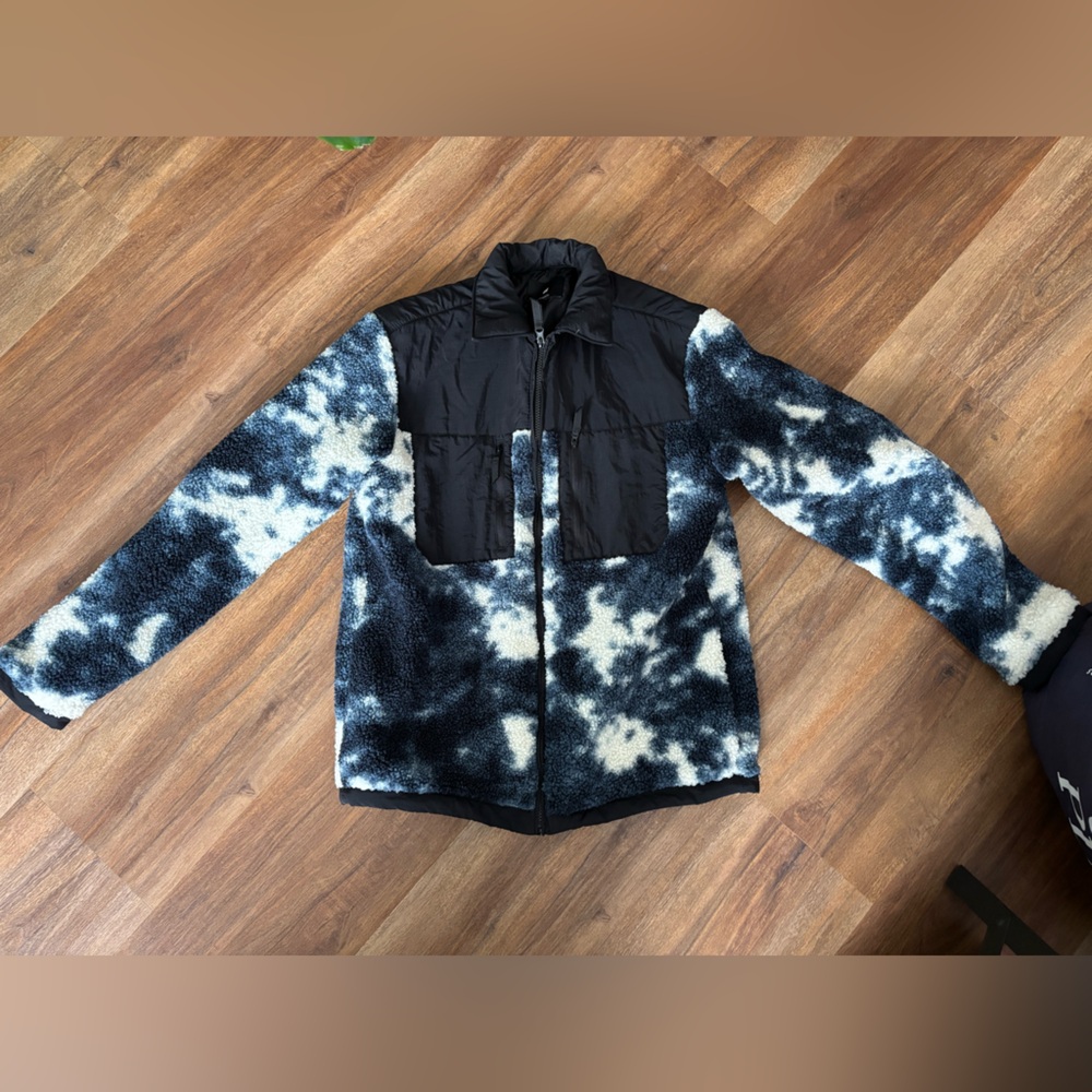 H&M Blue & White Cloud Pattern Fleece Sherpa Jacket